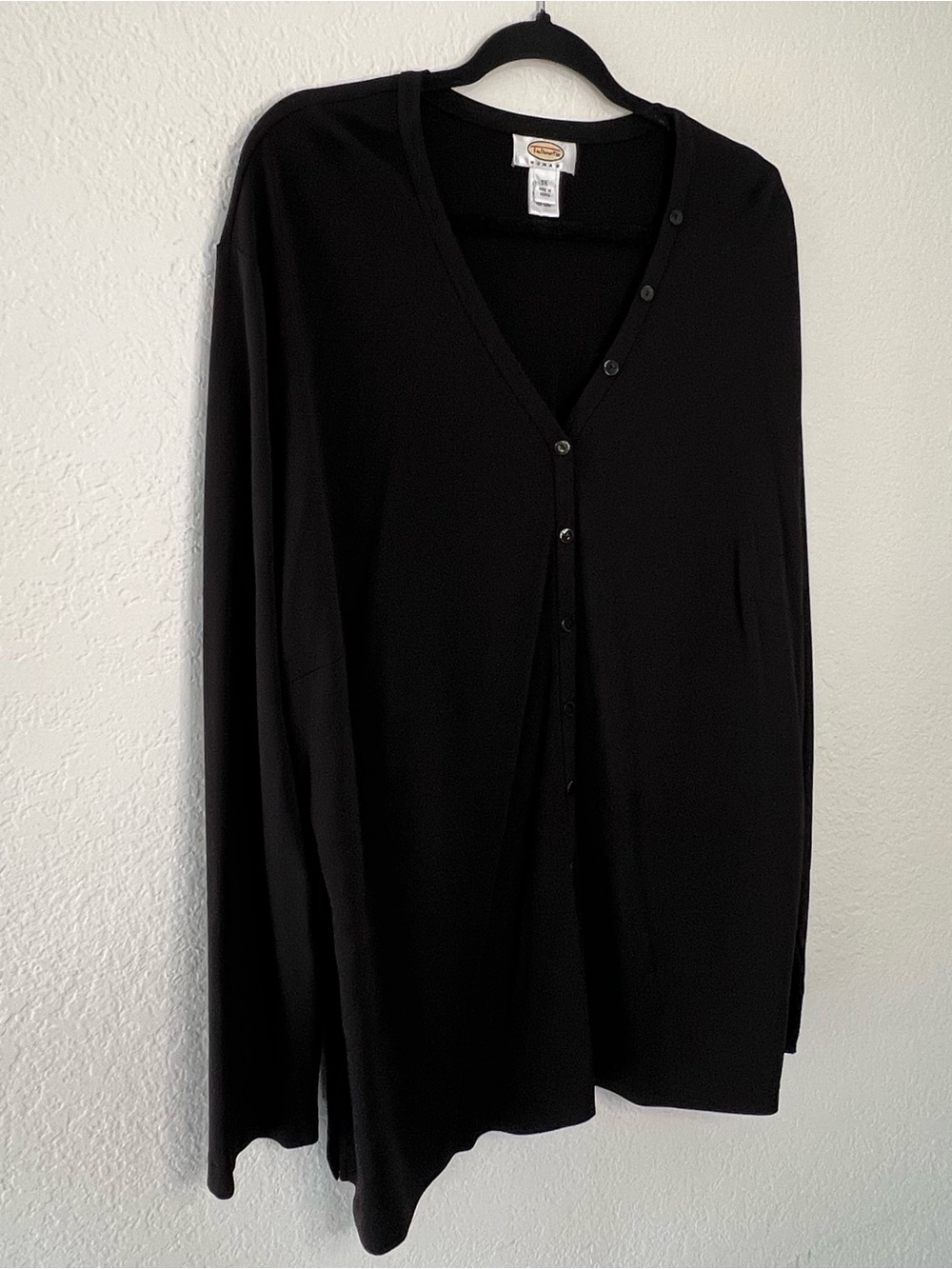 VTG Talbots Women’s Plus Size 3X Black Button Up V Neck Blouse Cardigan Top - Picture 2 of 9